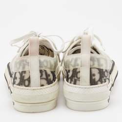 Pre Owned Dior White/Grey Oblique Mesh and Rubber B23 Low Top Sneakers Size 41