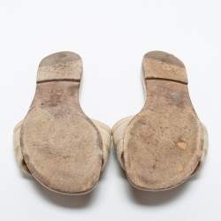 مملوكة مسبقًا Dior Beige Canvas Dway Flat Sandals Size 38 