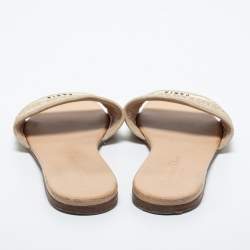 مملوكة مسبقًا Dior Beige Canvas Dway Flat Sandals Size 38 