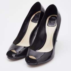 Dior Black Patent Leather Peep Toe Pumps Size 42
