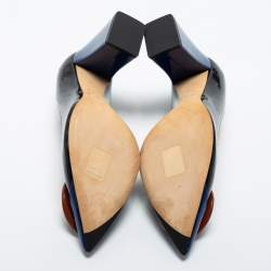 Pre Owned Dior Black/Blue Patent Leather Pointed Toe Pumps Size 40