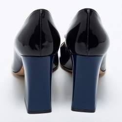 Pre Owned Dior Black/Blue Patent Leather Pointed Toe Pumps Size 40
