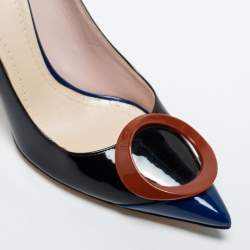Pre Owned Dior Black/Blue Patent Leather Pointed Toe Pumps Size 40