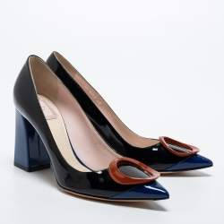 Pre Owned Dior Black/Blue Patent Leather Pointed Toe Pumps Size 40