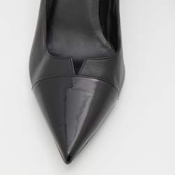 Pre Owned Dior Black Patent and Leather V Cut Pointed Cap Toe Pumps Size 39