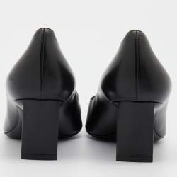 Pre Owned Dior Black Patent and Leather V Cut Pointed Cap Toe Pumps Size 39