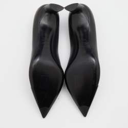Pre Owned Dior Black Patent and Leather V Cut Pointed Cap Toe Pumps Size 39