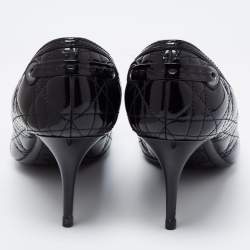 Pre Owned Dior Black Cannage Patent Leather Bow Pumps Size 40