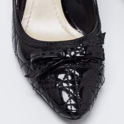 Pre Owned Dior Black Cannage Patent Leather Bow Pumps Size 40