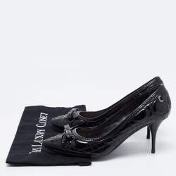 Pre Owned Dior Black Cannage Patent Leather Bow Pumps Size 40