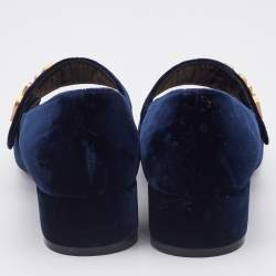 Pre Owned Dior Navy Blue Velvet Baby-D Mary Jane Pumps Size 38