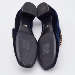 Pre Owned Dior Navy Blue Velvet Baby-D Mary Jane Pumps Size 38