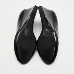 Christian Dior Black Patent Peep Toe Wedge Pumps  Size 39