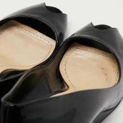 Christian Dior Black Patent Peep Toe Wedge Pumps  Size 39