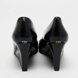 Christian Dior Black Patent Peep Toe Wedge Pumps  Size 39