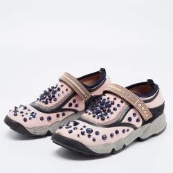 Pre Owned Dior Pink Nylon Embellished Fusion Sneakers Size 39
