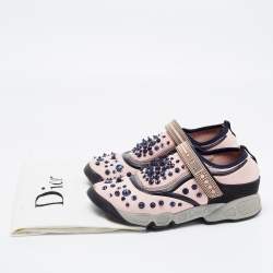 Pre Owned Dior Pink Nylon Embellished Fusion Sneakers Size 39