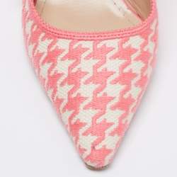 Pre Owned Dior Pink/White Embroidered Fabric J'adior Slingback Pumps Size 39