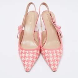 Pre Owned Dior Pink/White Embroidered Fabric J'adior Slingback Pumps Size 39