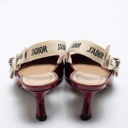 Dior Burgundy Patent Leather J'adior Slingback Pumps Size 35.5