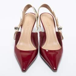 Dior Burgundy Patent Leather J'adior Slingback Pumps Size 35.5
