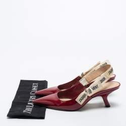 Dior Burgundy Patent Leather J'adior Slingback Pumps Size 35.5