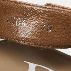 مملوكة مسبقًا Dior Light Brown Leather and Canvas Ankle Strap Sandals Size 39