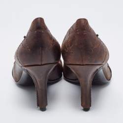 Pre Owned Dior Dark Brown Leather Buckle Pumps Size 39