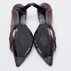Pre Owned Dior Dark Brown Leather Buckle Pumps Size 39