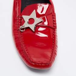 Dior Red Patent Leather Star Charm Loafers Size 39