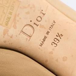 Dior Beige Leather Bow Detail Cannage Block Heel Pumps Size 39.5
