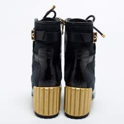 Pre Owned Dior Black Canvas and Leather Glorious Ankle Length Boots Size 39