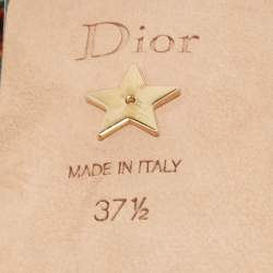 Pre Owned Dior Black Fabric J'adior Pointed Toe Ankle Wrap Flats  Size 37.5