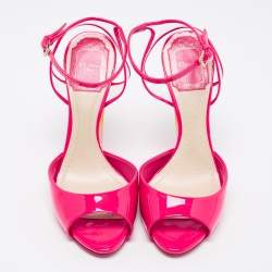Dior Pink Patent Leather and PVC Clear Block Heels Ankle-Strap Sandals Size 35