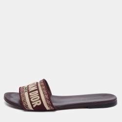 Pre Owned Dior Brown Canvas Dway Flat Slides Size 39