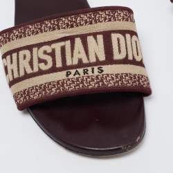 Pre Owned Dior Brown Canvas Dway Flat Slides Size 39