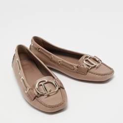 Dior Light Brown Leather CD Loafers Size 35