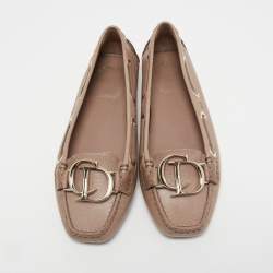 Dior Light Brown Leather CD Loafers Size 35