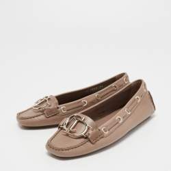 Dior Light Brown Leather CD Loafers Size 35