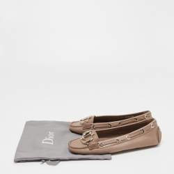 Dior Light Brown Leather CD Loafers Size 35