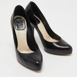 Pre Owned Dior Black Leather Pointed Toe Pumps Size 35.5