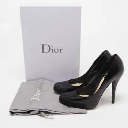 Pre Owned Dior Black Leather Pointed Toe Pumps Size 35.5