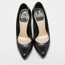 Pre Owned Dior Black Leather Pointed Toe Pumps Size 35.5