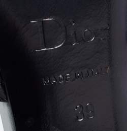 Dior White/Black Leather And Patent Studded Logo Bow Slides Size 39