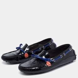 Pre Owned Dior Black Patent Leather Bow Loafers Size 35