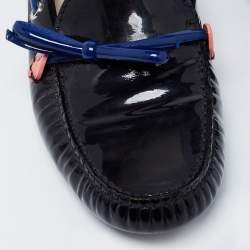 Pre Owned Dior Black Patent Leather Bow Loafers Size 35