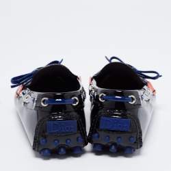 Pre Owned Dior Black Patent Leather Bow Loafers Size 35