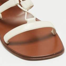 Pre Owned Dior White Leather Zodiac Ankle Tie Sandals Size 38