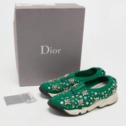 Pre Owned Dior Green Mesh Fusion Sneakers Size 37.5