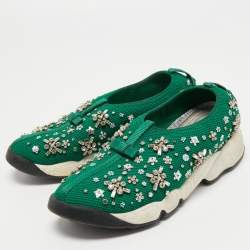 Pre Owned Dior Green Mesh Fusion Sneakers Size 37.5